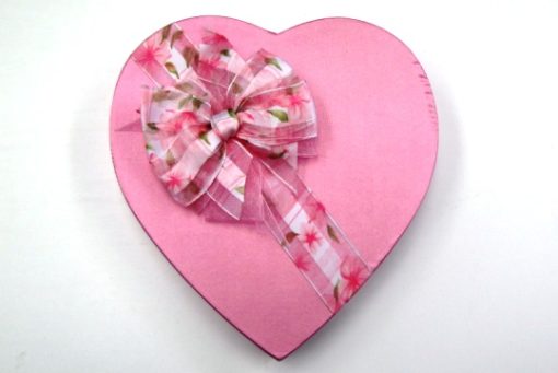 One Pound Pink with Pink Ribbon Heart Shaped Box