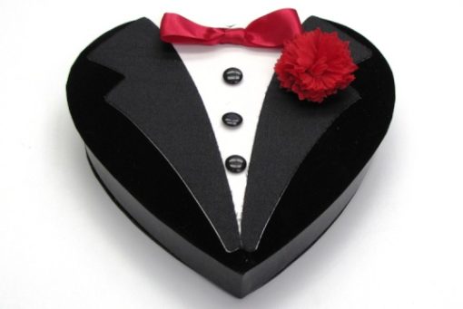 One Pound Tuxedo Heart Shaped Box